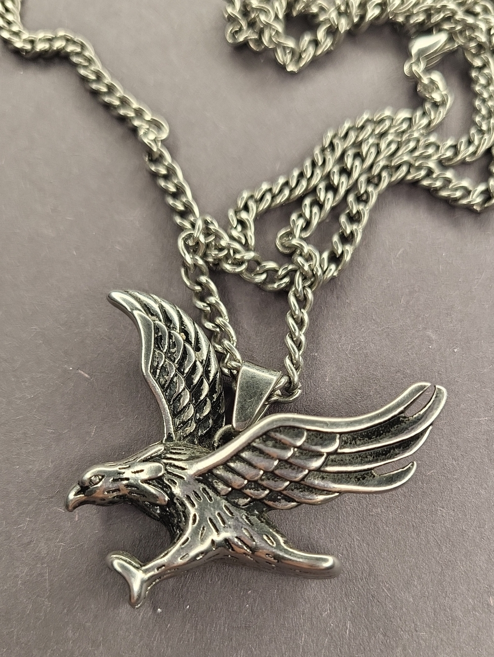 Silver Eagle Pendant Necklace